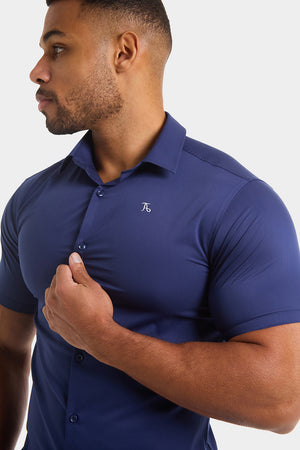 Athletic Fit Short Sleeve Bamboo Shirt in Navy - TAILORED ATHLETE - USA
