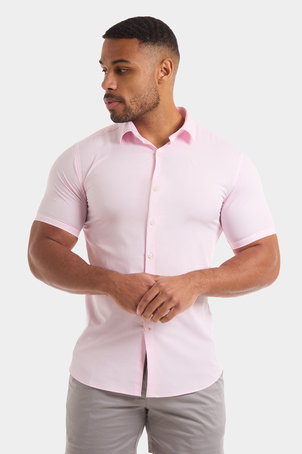 Pink athletic hot sale shirt