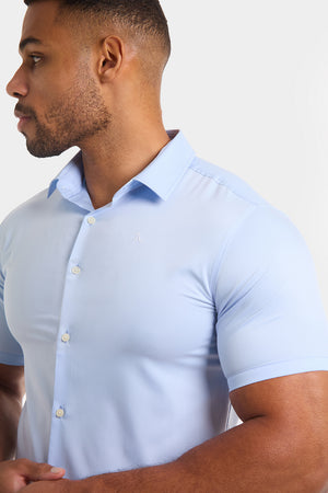 Athletic Fit Short Sleeve Bamboo Shirt in Light Blue - TAILORED ATHLETE - USA