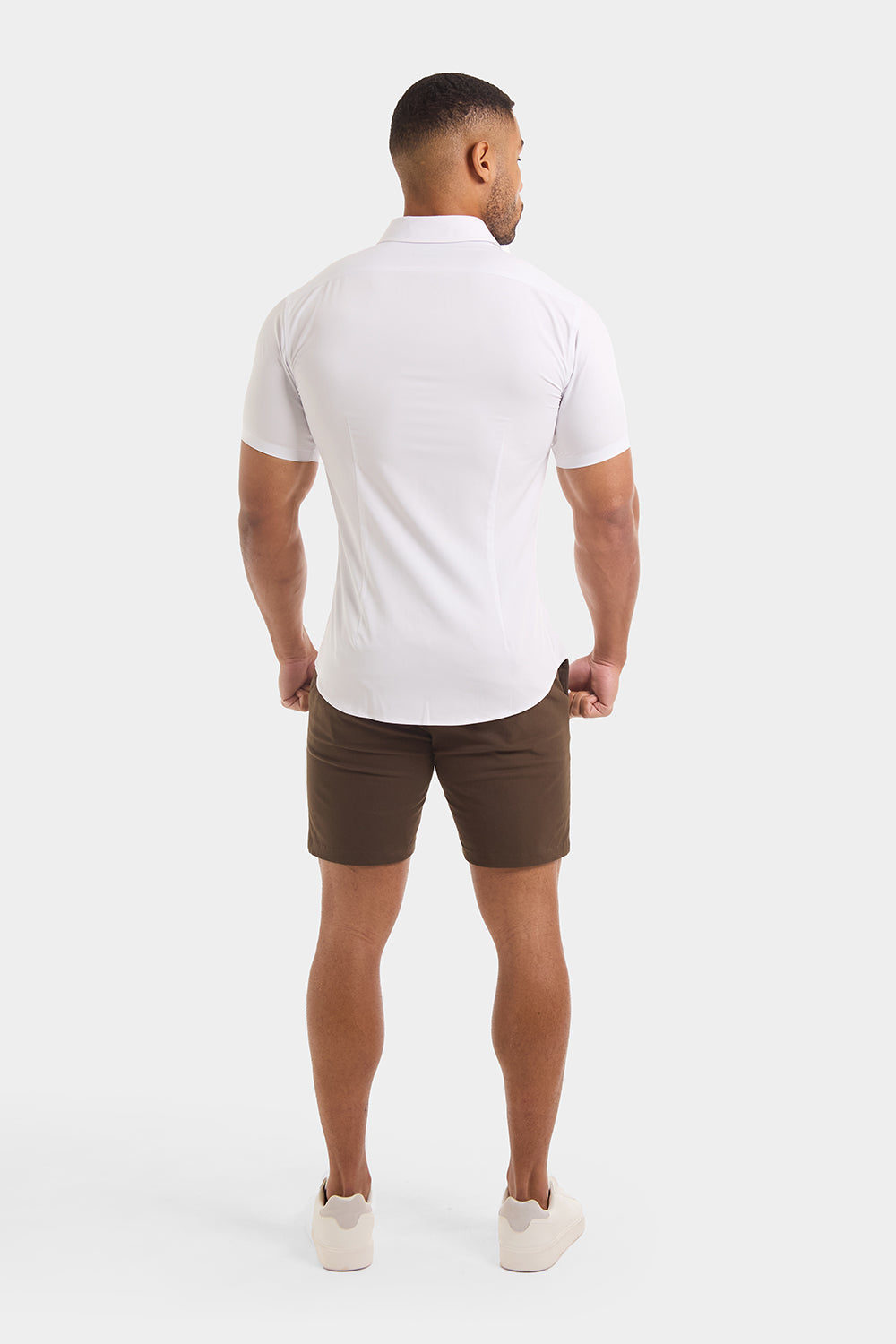 Athletic Fit Short Sleeve Bamboo Shirt in White - TAILORED ATHLETE