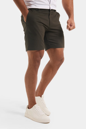 Athletic Fit Chino Shorts 7" in Khaki - TAILORED ATHLETE - USA