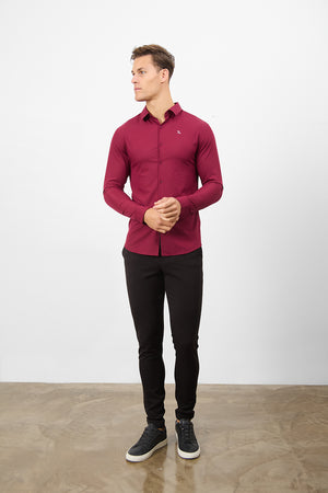 Bamboo Shirt in Claret - TAILORED ATHLETE - USA