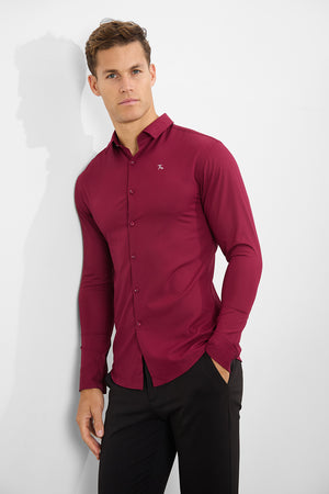 Bamboo Shirt in Claret - TAILORED ATHLETE - USA