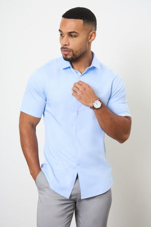 Short Sleeve Bamboo Shirt in Light Blue - TAILORED ATHLETE - USA