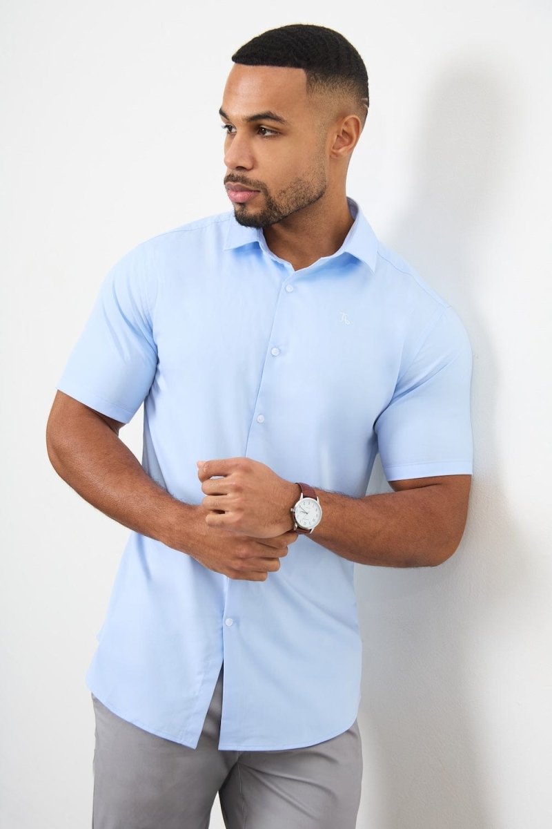 Short Sleeve Bamboo Shirt in Light Blue XXL