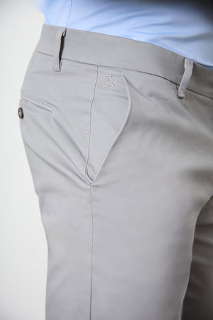 Athletic Fit Cotton Stretch Chino Pants in Pale Grey - TAILORED ATHLETE - USA