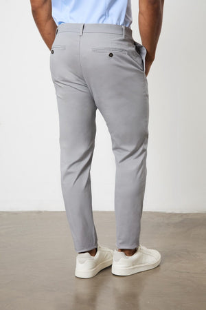 Athletic Fit Cotton Stretch Chino Pants in Pale Grey - TAILORED ATHLETE - USA