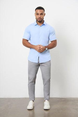 Short Sleeve Bamboo Shirt in Light Blue - TAILORED ATHLETE - USA