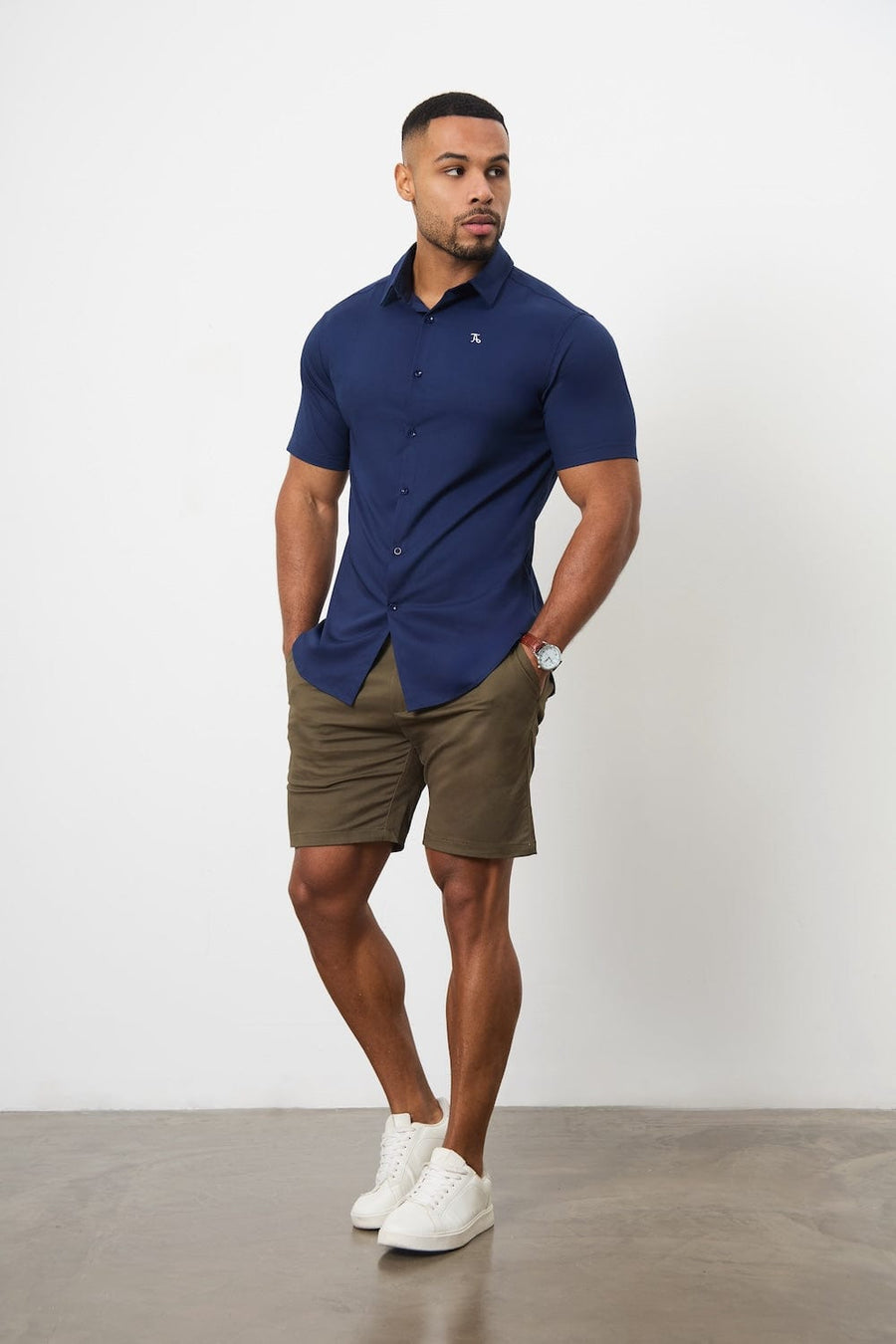 Short Sleeve Bamboo Shirt in Navy - TAILORED ATHLETE - USA