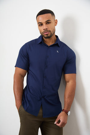 Short Sleeve Bamboo Shirt in Navy - TAILORED ATHLETE - USA