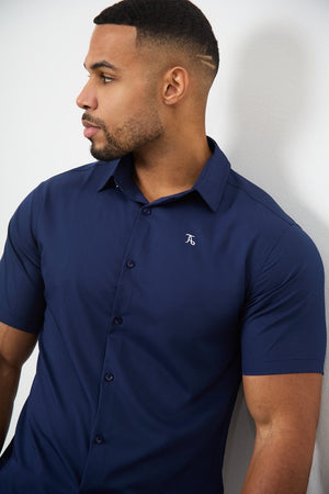 Short Sleeve Bamboo Shirt in Navy - TAILORED ATHLETE - USA