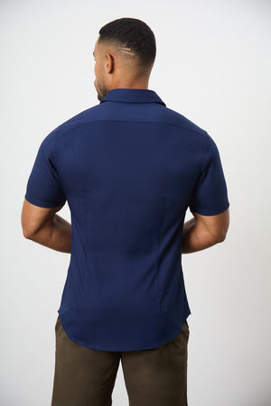 Short Sleeve Bamboo Shirt in Navy - TAILORED ATHLETE - USA