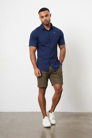 Short Sleeve Bamboo Shirt in Navy - TAILORED ATHLETE - USA