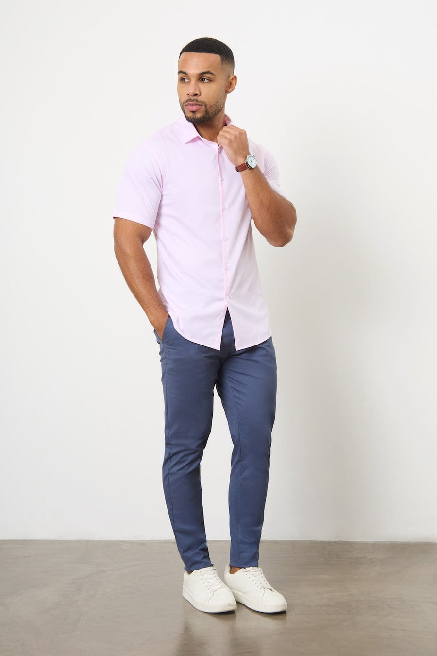 Short Sleeve Bamboo Shirt in Pink - TAILORED ATHLETE - USA