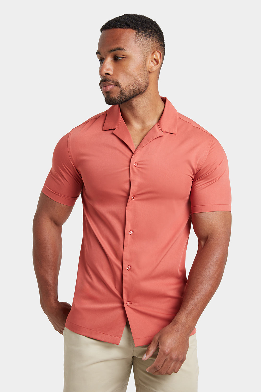 Bamboo Revere Collar Shirt in Terracotta - TAILORED ATHLETE - USA