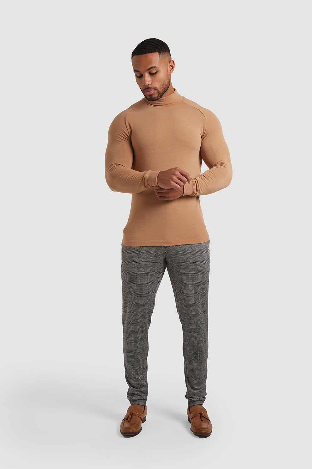 Knitted pure cashmere rollneck camel - Blugiallo