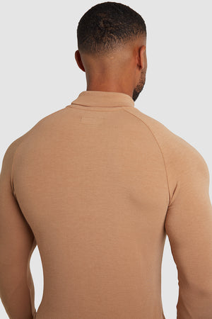 Knit Look Jersey Roll Neck in Camel - TAILORED ATHLETE - USA