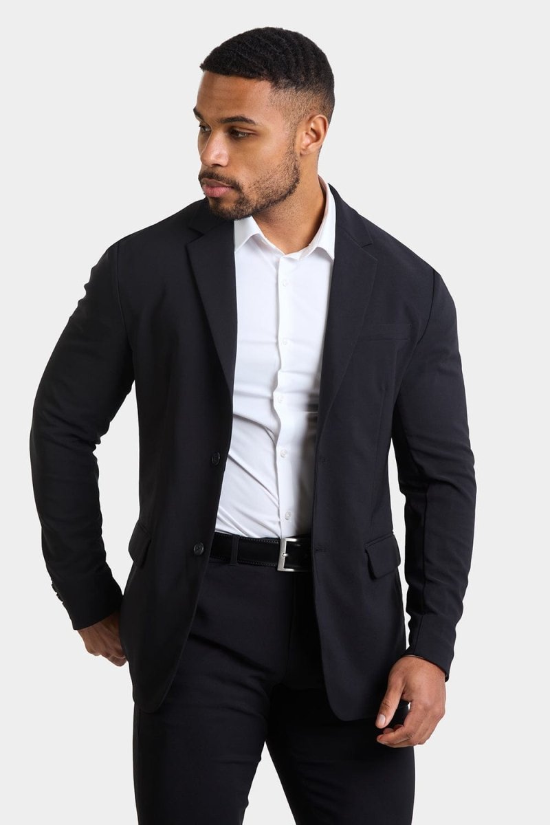 Tailored Fit Tech Suit Jacket in Black, 36