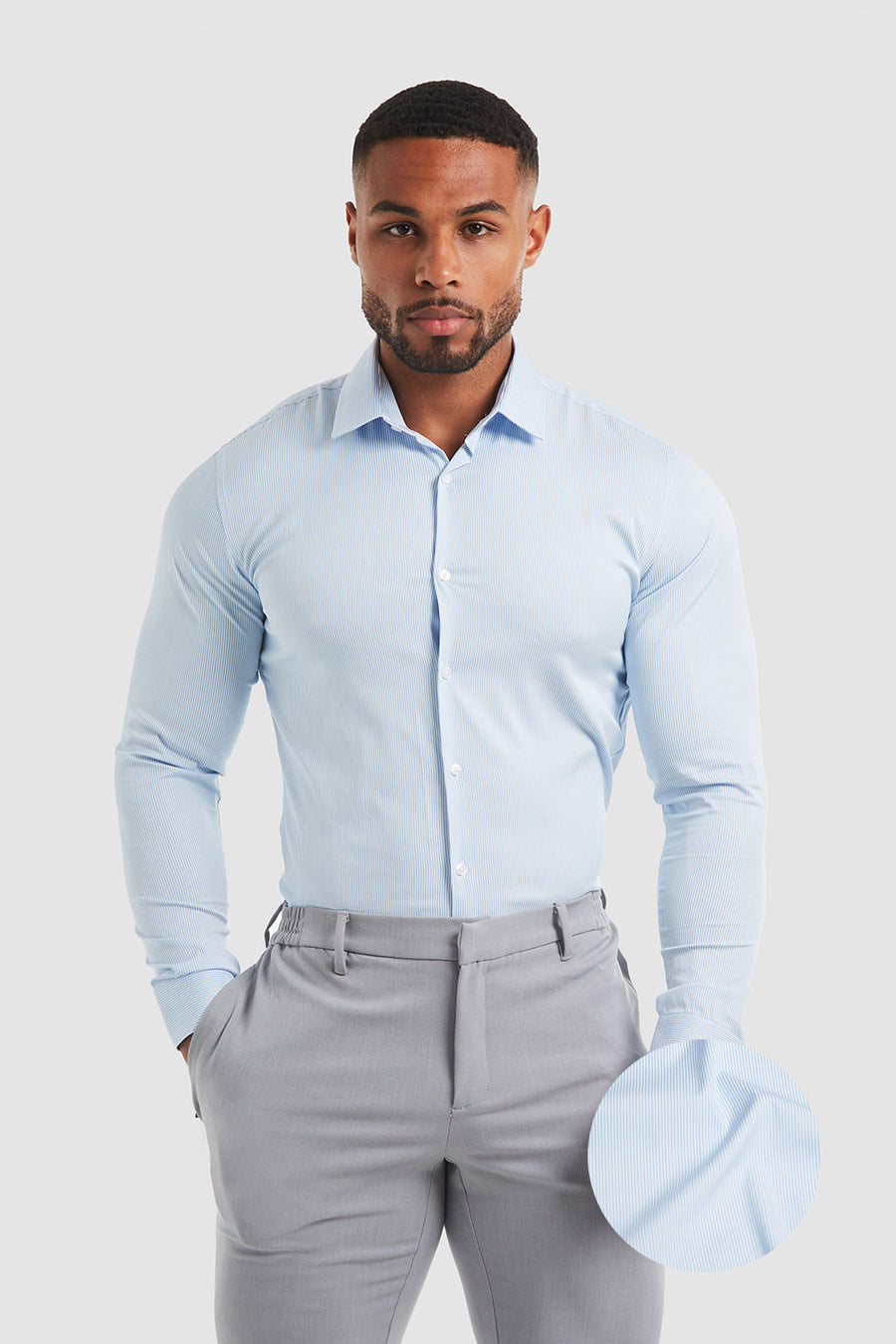 Performance Business Shirt in Blue Stripe - TAILORED ATHLETE - USA