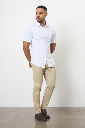 Short Sleeve Bamboo Shirt in White - TAILORED ATHLETE - USA