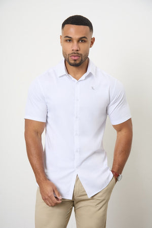 Short Sleeve Bamboo Shirt in White - TAILORED ATHLETE - USA