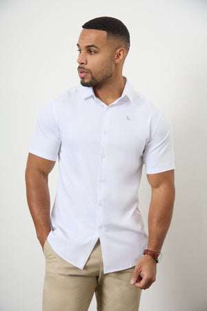 Short Sleeve Bamboo Shirt in White - TAILORED ATHLETE - USA