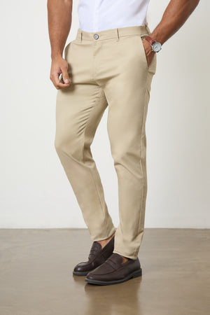 Athletic Fit Cotton Stretch Chino Pants in Stone - TAILORED ATHLETE - USA