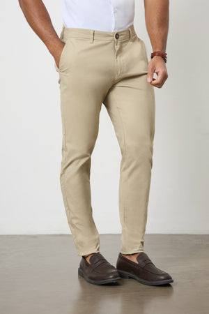 Athletic Fit Cotton Stretch Chino Pants in Stone - TAILORED ATHLETE - USA