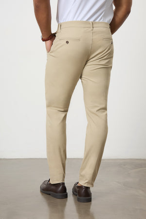 Athletic Fit Cotton Stretch Chino Pants in Stone - TAILORED ATHLETE - USA