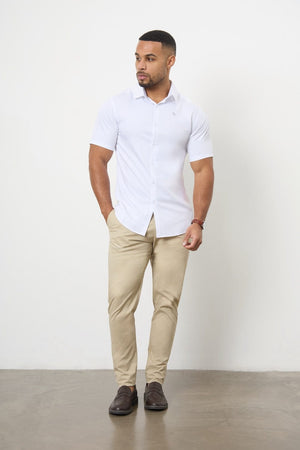 Short Sleeve Bamboo Shirt in White - TAILORED ATHLETE - USA