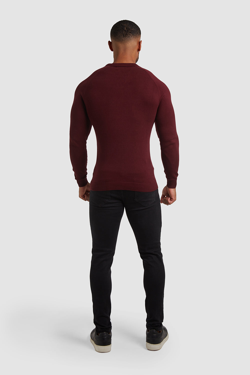 Buttonless Open Collar Polo Shirt in Claret - TAILORED ATHLETE - USA