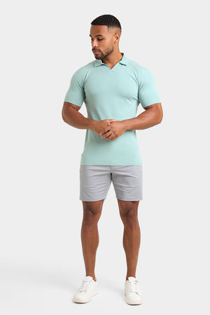 Buttonless Open Collar Polo Shirt in Soft Sage - TAILORED ATHLETE - USA