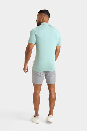 Buttonless Open Collar Polo Shirt in Soft Sage - TAILORED ATHLETE - USA