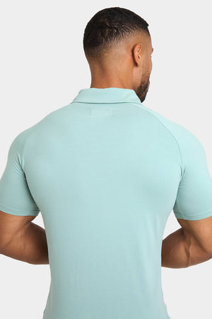 Buttonless Open Collar Polo Shirt in Soft Sage - TAILORED ATHLETE - USA