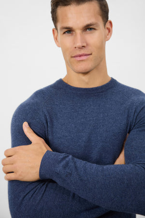 Cashmere Blend Crew Neck in Navy - TAILORED ATHLETE - USA