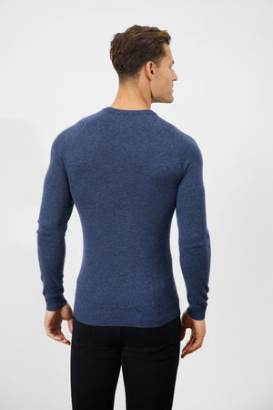 Cashmere Blend Crew Neck in Navy - TAILORED ATHLETE - USA