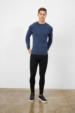 Cashmere Blend Crew Neck in Navy - TAILORED ATHLETE - USA