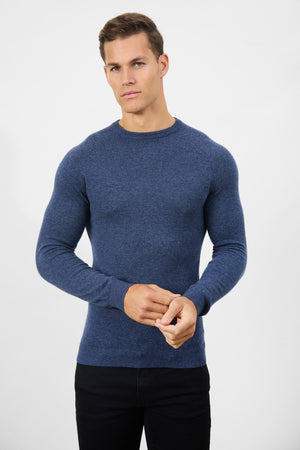 Cashmere Blend Crew Neck in Navy - TAILORED ATHLETE - USA