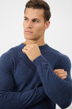 Cashmere Blend Crew Neck in Navy - TAILORED ATHLETE - USA