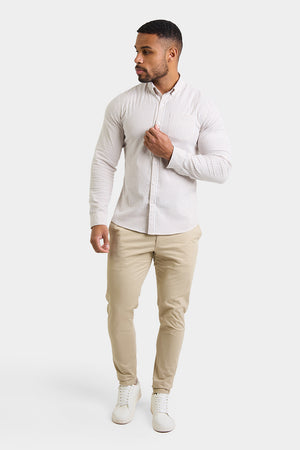 Striped Oxford Shirt in Stone White - TAILORED ATHLETE - USA