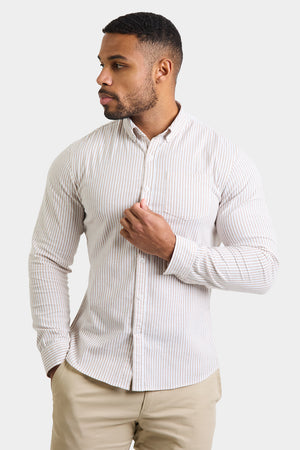 Striped Oxford Shirt in Stone White - TAILORED ATHLETE - USA