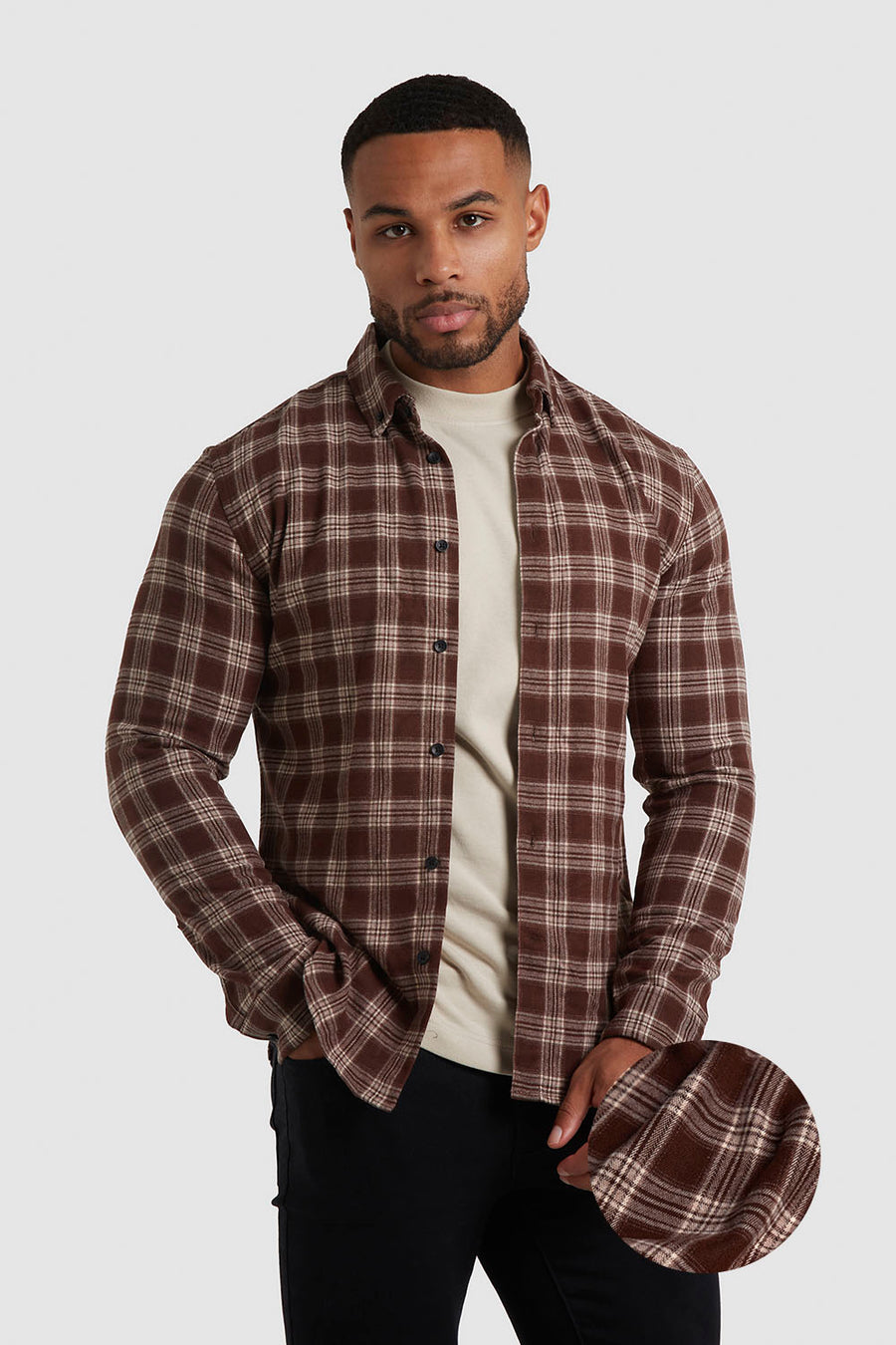 Check Overshirt in Brown/Chalk - TAILORED ATHLETE - USA