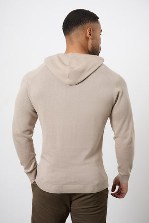 Cotton Knitted Hoodie in Stone - TAILORED ATHLETE - USA