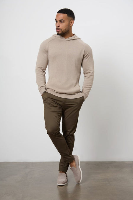 Athletic Fit Cotton Stretch Chino Pants in Khaki - TAILORED ATHLETE - USA