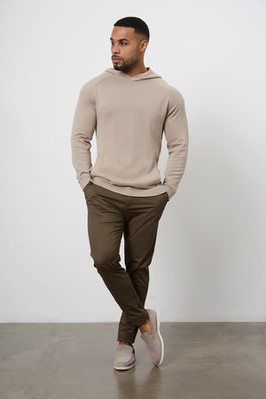 Cotton Knitted Hoodie in Stone - TAILORED ATHLETE - USA