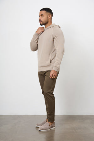 Cotton Knitted Hoodie in Stone - TAILORED ATHLETE - USA