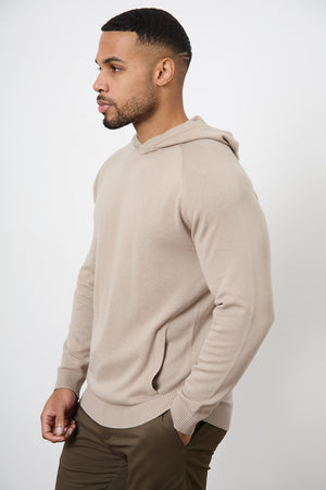 Cotton Knitted Hoodie in Stone - TAILORED ATHLETE - USA