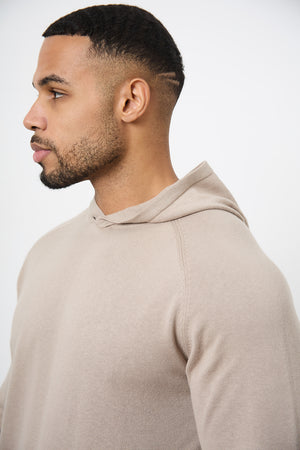 Cotton Knitted Hoodie in Stone - TAILORED ATHLETE - USA