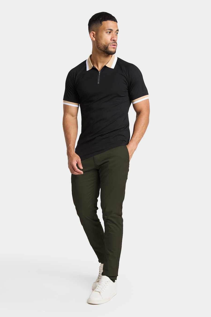 Athletic Fit Cotton Stretch Chino Pants in Dark Khaki - TAILORED ATHLETE - USA