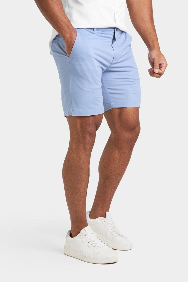 Athletic Fit Chino Shorts in Light Blue - Main Image